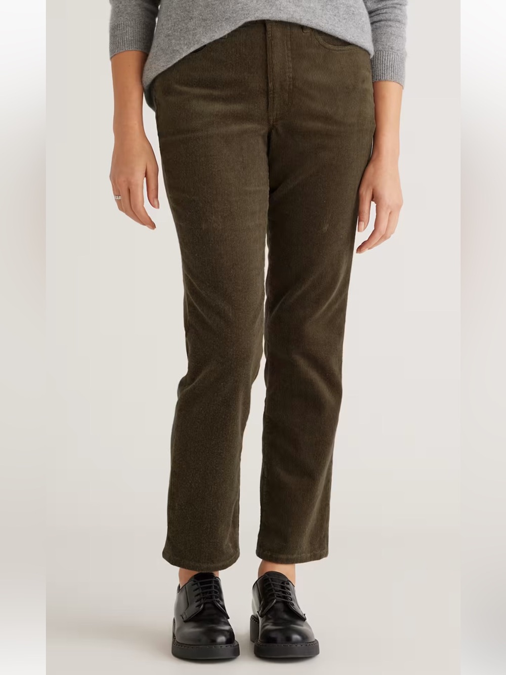 NWT Quince Organic Stretch Corduroy Straight Leg Pants in Seaweed sz 12
